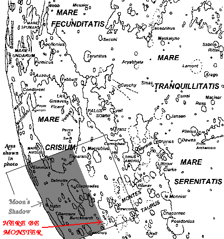 Map showing location of The Lacus Bonitatis Monster